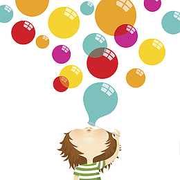 吹泡泡的小孩PNG