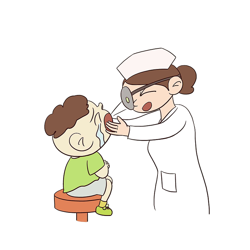 卡通给小孩检查牙齿的医生素材