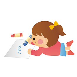 卡通简笔画小女孩画画