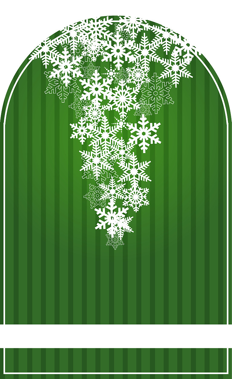 雪花装饰绿色文本框矢量素材