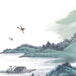 卡通山水水墨画背景装饰