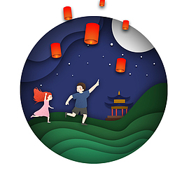 中秋放孔明灯