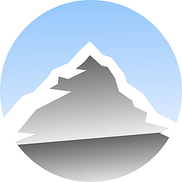 蓝色矢量圆形山脉标志图