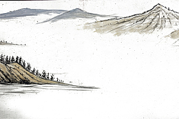 中国风意境山水水墨画