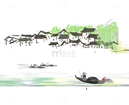 手绘的山水素材图