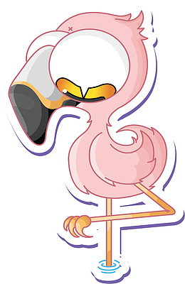 单腿站立火烈鸟贴纸