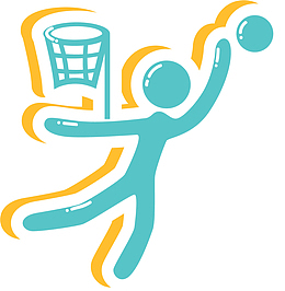 蓝色闪耀篮球小人贴纸