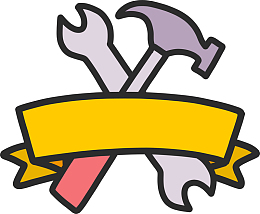 卡通五一节扳手锤子贴纸