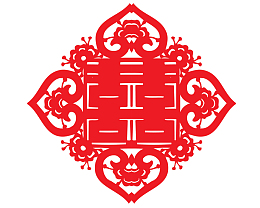 红色剪纸 双喜