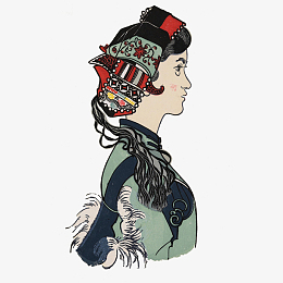 手绘彝族美女阿诗玛人物头像免抠