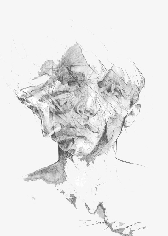 灰色扭曲插画头像