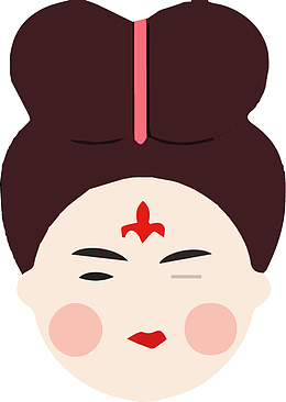 手绘卡通唐代仕女头像免抠