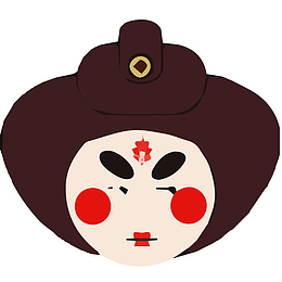 手绘卡通唐代仕女头像免抠