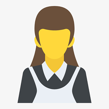 手绘卡通人物无脸头像女服务员