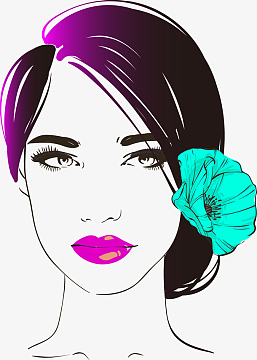渐变性感美女头像(1087x1524)aipng卡通时尚美女设计矢量素材,(1425x