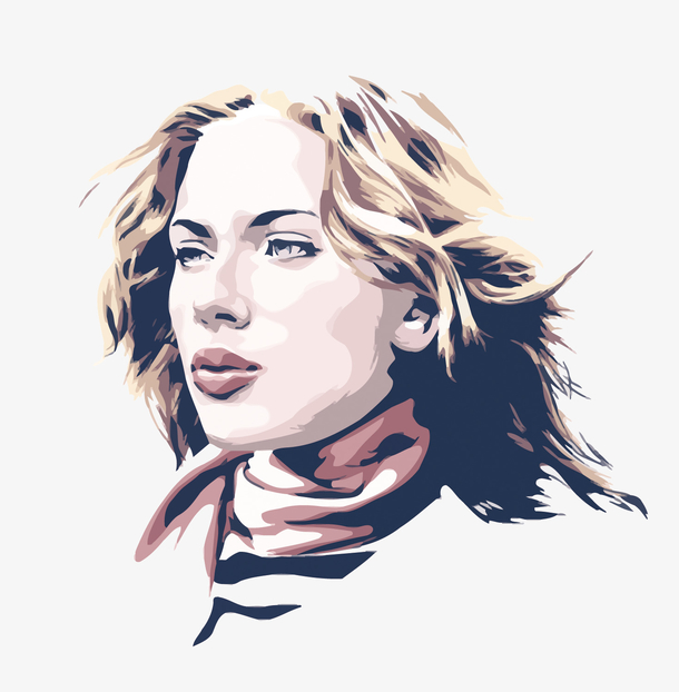 矢量水彩手绘女人头像