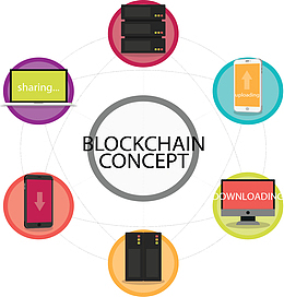 彩色圆圈区块链模型