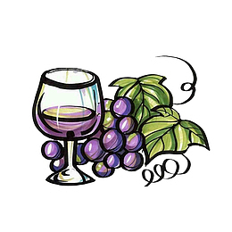 马克笔手绘葡萄和葡萄酒素材