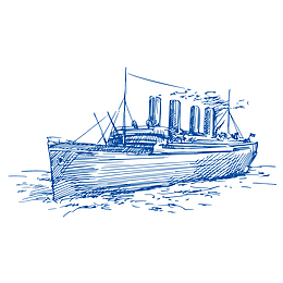 蓝色航海捕鱼机动船矢量设计元素