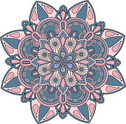 蓝粉色复古花纹