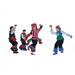 卡通彝族人物插画免抠