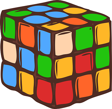 彩色手绘魔方玩具