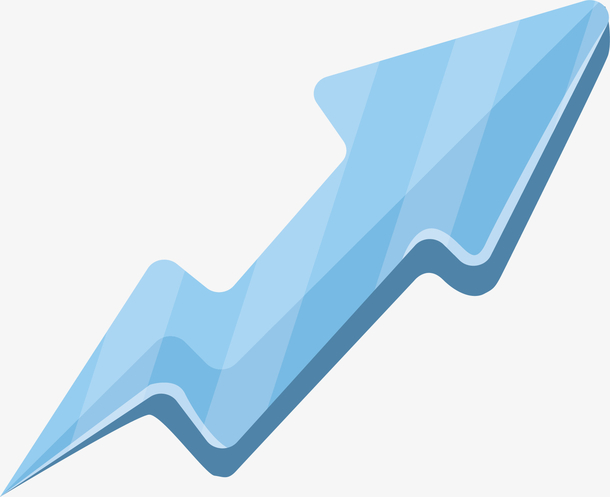 蓝色上升曲线箭头