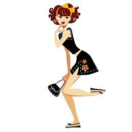 卡通少女女性站姿腰部曲线