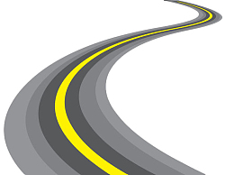 手绘灰色弯道小路