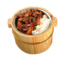 红烧肉饭木桶米饭