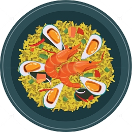 卡通鲜虾炒饭装饰插画设计
