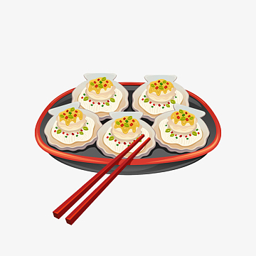 手绘卡通生猛海鲜鱼扇贝菜单海报背景(3413x2528)psdpng免抠白色盘子