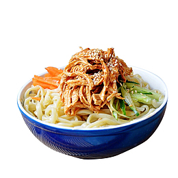 深蓝色碗鸡丝凉面食品餐饮