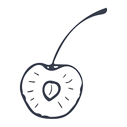 线描半个樱桃