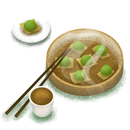 手绘风清明节卡通冒烟的青团传统