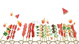 免抠卡通手绘烧烤肉串装饰