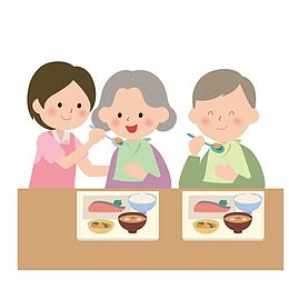喂老人吃饭的媳妇