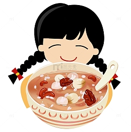 腊八节卡通手绘女孩