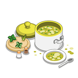 手绘美食煲汤png