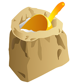 卡通布袋和面粉简图