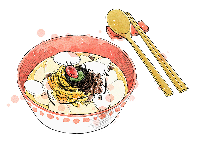 手绘韩国年糕汤