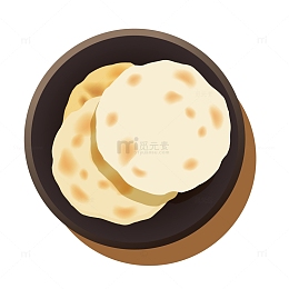 卡通盘子里面的烧饼