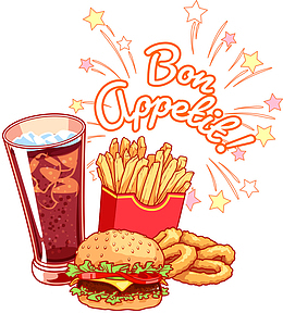 矢量手绘可乐和薯条