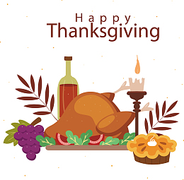 矢量手绘感恩节火鸡