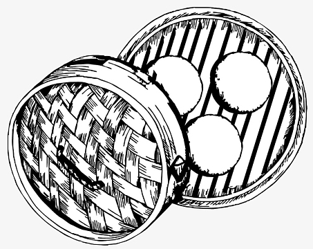 蒸笼里的食物俯视图设计(1800x1800)aipng简笔手绘吃早点的女孩素材