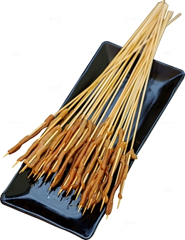 黑色盘子上的鸭肠