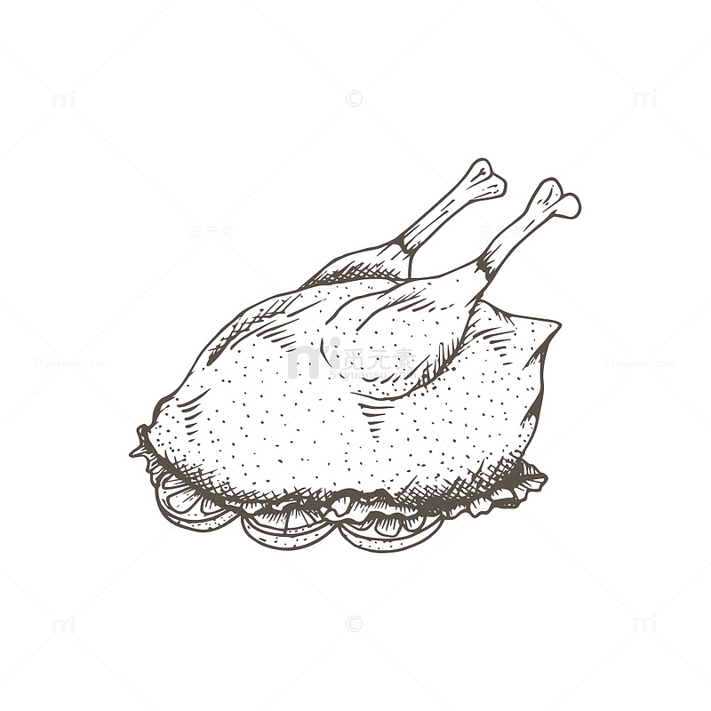 复活节烤鸡素描简笔画