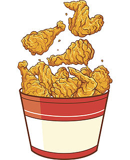 手绘卡通一桶鸡翅鸡腿