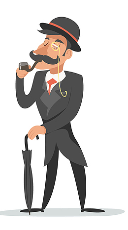手绘卡通戴礼帽绅士人物