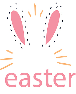 白色兔耳朵复活节快乐